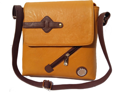 Surmount Girls Casual Yellow PU Sling Bag