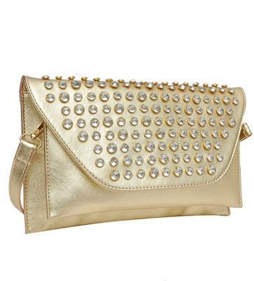 Hawai Women Evening/Party Gold PU Sling Bag