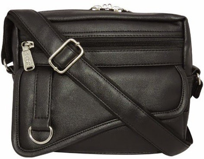 Chimera Leather Men & Women Casual Black Leatherette Sling Bag