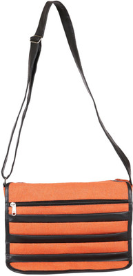 Benicia Women Casual Orange Jute Sling Bag