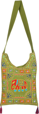 Rajrang Women Casual Green Cotton Sling Bag
