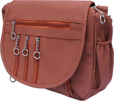 Anas Women Casual Brown PU Sling Bag