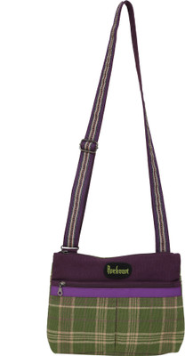 Anekaant Women Casual Green Cotton, PU Sling Bag