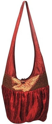 Indha Craft Women Casual Red Silk Sling Bag