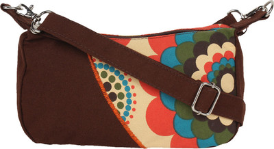 Anekaant Girls Casual Brown Canvas Sling Bag