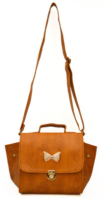 AGINOS Women Casual Beige Leatherette Sling Bag