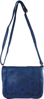 Heels & Handles Women Casual Blue Leatherette Sling Bag