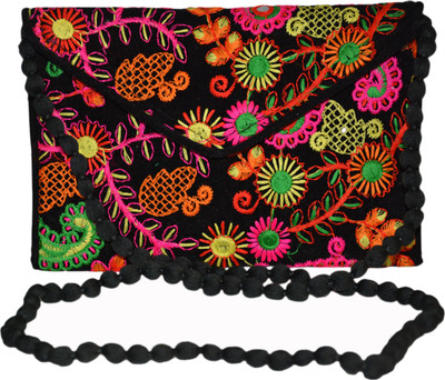 Vedic Deals Women Evening/Party Black Canvas Clutch