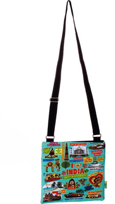 Eco Corner Women Casual Blue Cotton Sling Bag