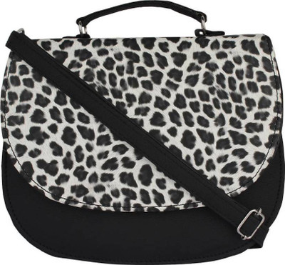 Rapidcostore Girls Casual Black PU Sling Bag
