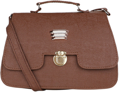 SV Creations Women Formal Brown PU Sling Bag