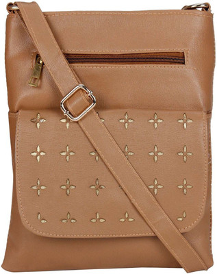MAEVA Women Casual Brown Rexine Sling Bag