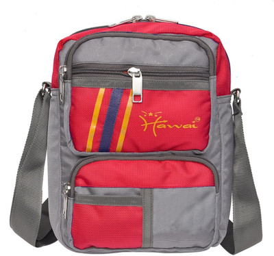 Hawai Men Casual Grey, Red Polyester Sling Bag