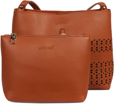 Luvoksi Women Casual Tan Leatherette Sling Bag
