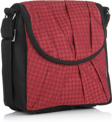 Home Heart Women Casual Red, Black Canvas Sling Bag, Black;red