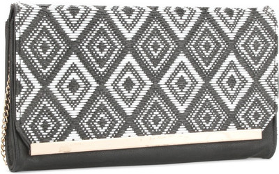 E2O Women White, Black PU Sling Bag, Black;white