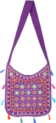 Rajrang Women Casual Purple Cotton Sling Bag