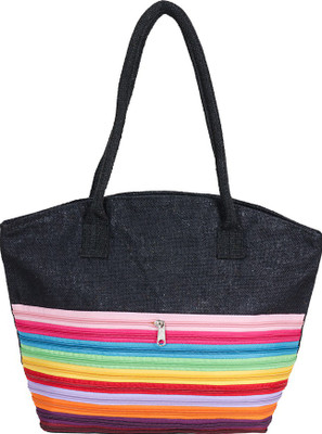 Allure Design Women Casual Black Jute Shoulder Bag