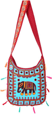 Rajrang Women Casual Blue, Red Cotton Sling Bag