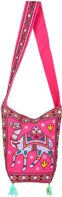 Rajrang Women Casual Pink, Purple Cotton Sling Bag
