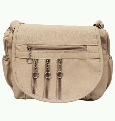 Anas Girls Casual Beige PU Sling Bag