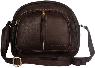 Justanned Women Formal Brown Genuine Leather Sling Bag