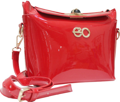 E2O Women Casual Red Genuine Leather Sling Bag