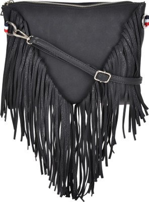 Kleio Women Casual Black Leatherette Sling Bag