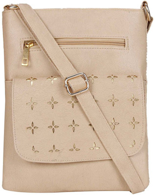 MAEVA Women Casual Beige Rexine Sling Bag