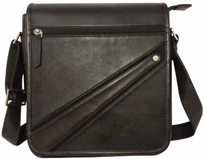 Chimera Leather Men & Women Casual Black Genuine Leather Sling Bag