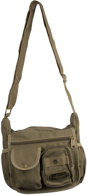 Sky One Men Casual Brown Canvas Sling Bag