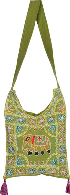 Rajrang Women Casual Green Cotton Sling Bag