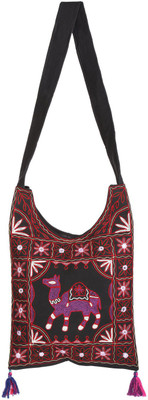 Rajrang Women Casual Black, Red, Purple Cotton Sling Bag, Black;purple;red