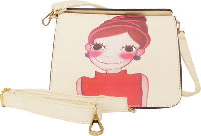 Feliza Women Casual White Leatherette Sling Bag