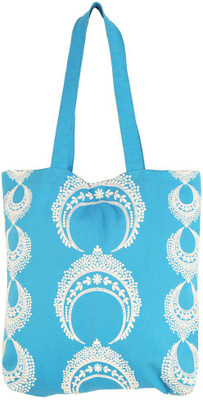 Bag Factory Girls Casual Blue, White Canvas Tote