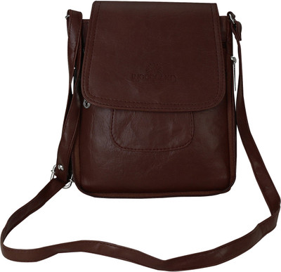 Crude Women Formal Brown Leatherette Sling Bag