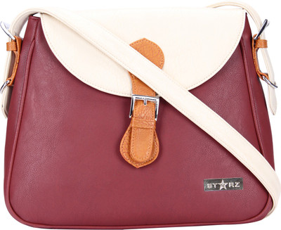 Starz Women Casual Purple, White, Brown PU Sling Bag, Brown;purple;white