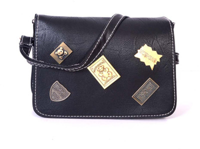 Frosty Fashion Women Casual Black PU Sling Bag