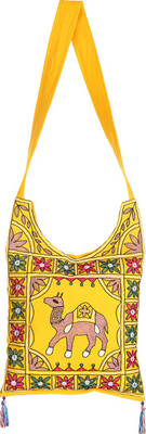 Rajrang Women Casual Yellow Cotton Sling Bag