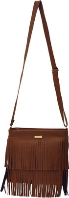 AGINOS Women Casual Brown PU Sling Bag