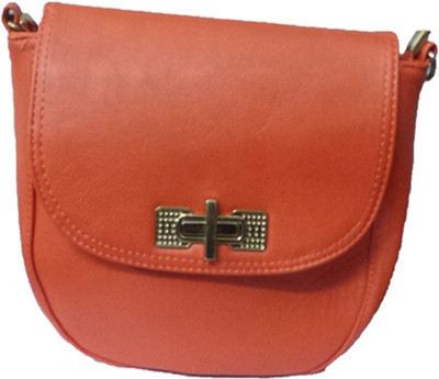 Berries Women Casual Orange PU Sling Bag