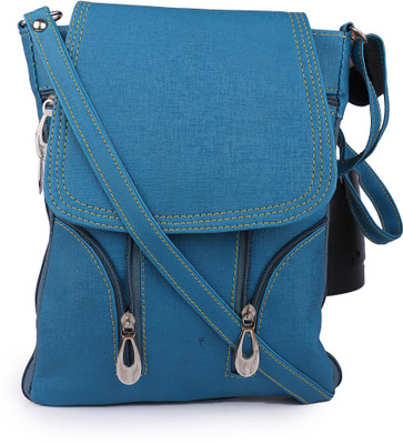 TR Fashion Girls Casual Blue PU Sling Bag