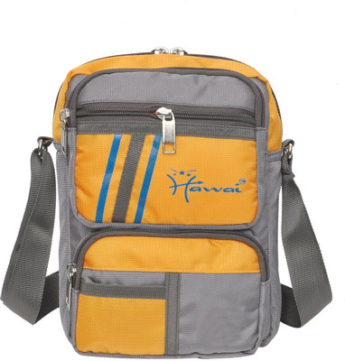 Hawai Men Casual Grey, Yellow Polyester Sling Bag