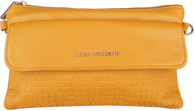 Lino Perros Women Casual Yellow Leatherette Sling Bag