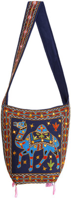 Rajrang Women Casual Blue Cotton Sling Bag