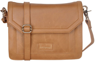 Justanned Women Formal Tan Genuine Leather Sling Bag