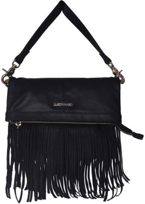 Justanned Women Casual Black Genuine Leather Sling Bag