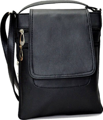 Rapidcostore Girls Casual Black Leatherette Sling Bag