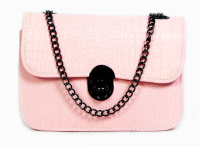 Frosty Fashion Women Evening/Party Pink PU Sling Bag