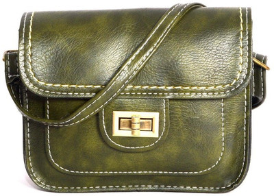 Frosty Fashion Women Casual Green PU Sling Bag